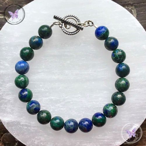 Chrysocolla Healing Bracelet with Silver Toggle Clasp